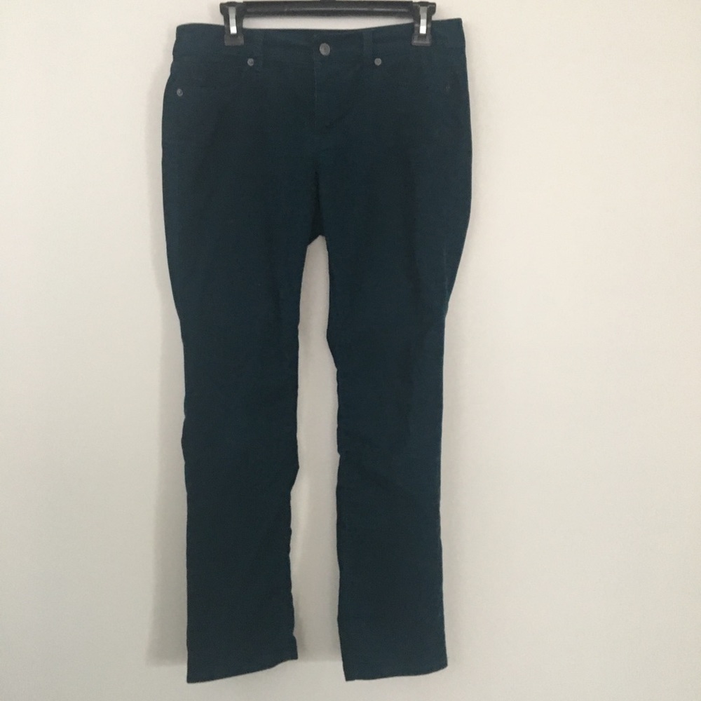 Modern straight green corduroy pants